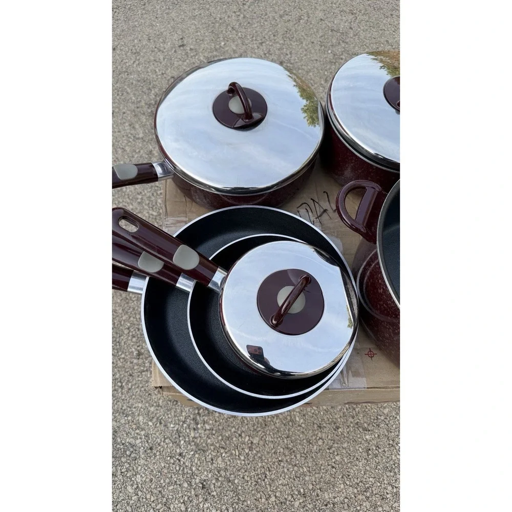 T-fal Armal Cookware Set Pots Pans Lids Burgundy‎